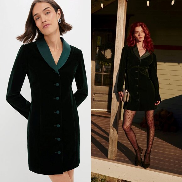 Pomander Place NEW Green Velvet Stacie Blazer Formal Retro Mini Dress Size 8 - Picture 1 of 12